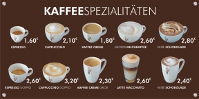 Großformat-Preistafel im Cafe